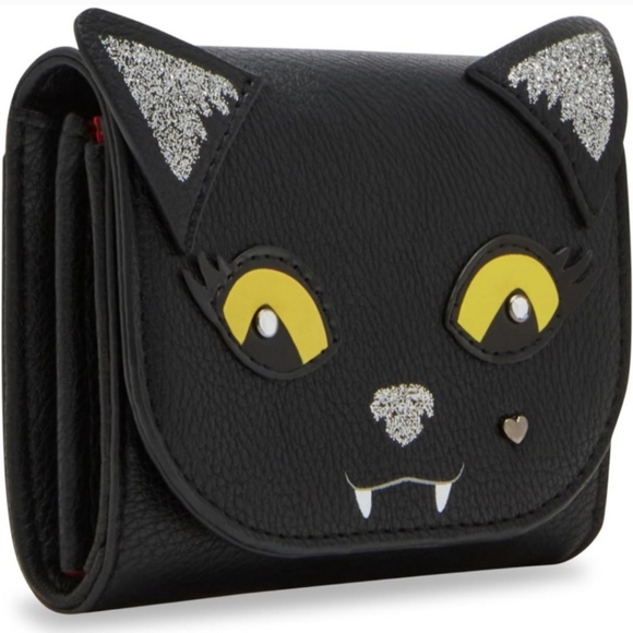 Betsey Johnson Black Cat - Portafoglio bifold nero, taglia unica